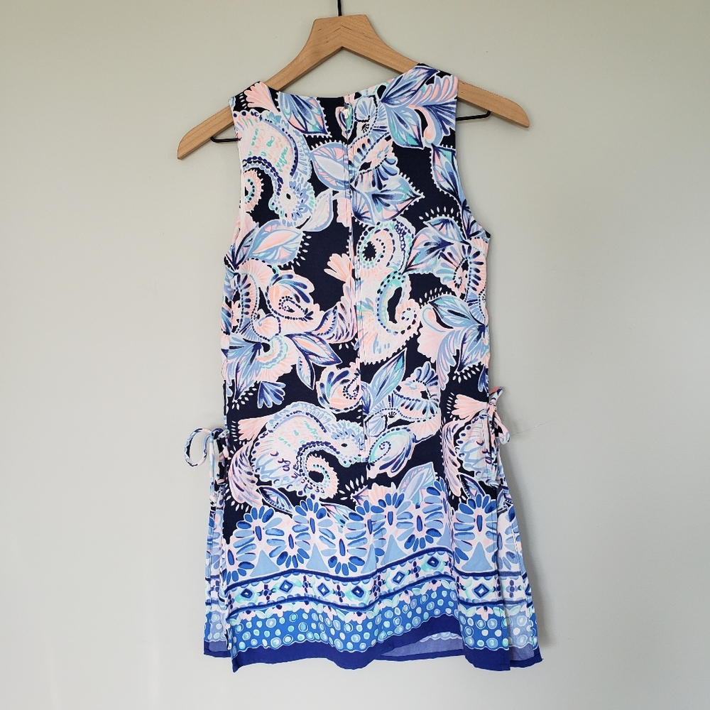 Lilly Pulitzer Donna Shift Romper Blue Pink Sz 00 - Picture 4 of 9